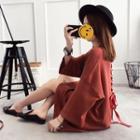 Lace Up Back 3/4 Sleeve Knit Dress