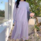 Plus Size Shirred Maxi Sweatshirt Dress