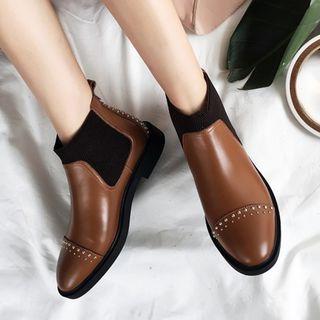 Low Heel Studded Ankle Boots