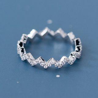 925 Sterling Silver Rhinestone Zigzag Ring
