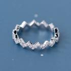 925 Sterling Silver Rhinestone Zigzag Ring