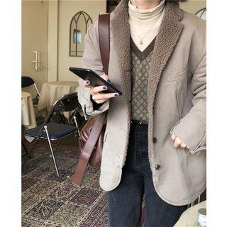 Fleece-lined Blazer As Shown In Figure - One Size
