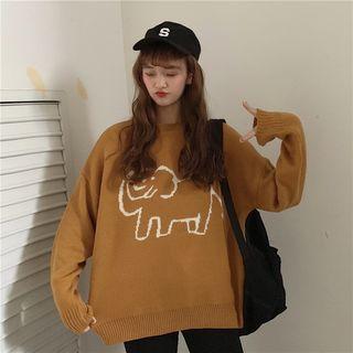Long Sleeve Print Knit Top