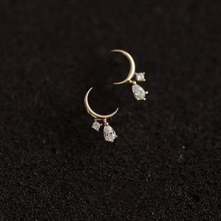 Moon Rhinestone Sterling Silver Earring