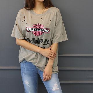 Perforated Lettering T-shirt