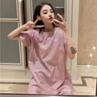 Short-sleeve Glitter Long T-shirt