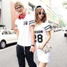 Couple Matching Stripe Number Print T-shirt / T-shirt Dress