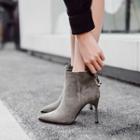 High-heel Pointy-toe Zip-back Ankle Boots