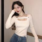 Cutout Square Neck Knitted Top