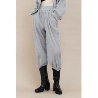 Pocket-side Ribbed Jogger Pants Gray - One Size