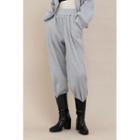 Pocket-side Ribbed Jogger Pants Gray - One Size