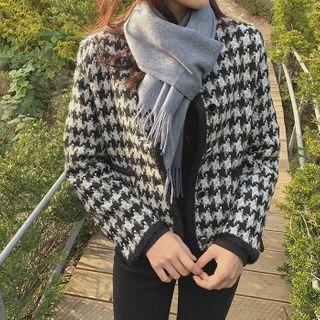 Houndstooth Tweed Jacket Black - One Size