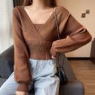 Long Sleeve Mock Two-piece Plain Sweater
