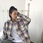 Long-sleeve Tagged Plaid Shirt As Shown In Figure - One Size