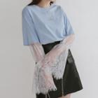 Mock Two-piece Lace Long-sleeve T-shirt