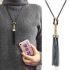 Tassel Alloy Pendant Necklace Black - One Size