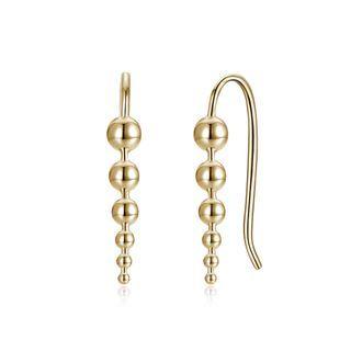 925 Sterling Silver Plated Champagne Gold Bead Earrings Golden - One Size