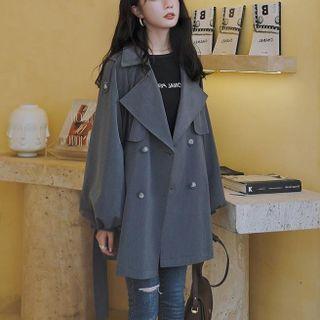 Lantern Sleeve Pleated-back Trench Jacket