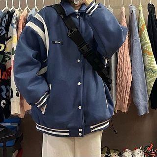 Striped Trim Button-up Jacket
