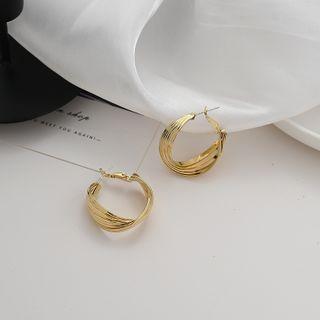 Metal Drop Earring 1 Pair - 925 Silver - Gold - One Size