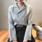 Double-breasted Shirt / Straight Cut Cropped Pants With Belt