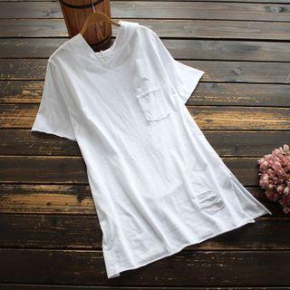 Short-sleeve Distressed T-shirt Dress