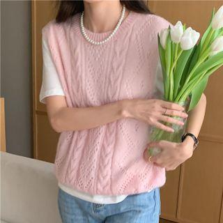 Crew Neck Plain Sweater Vest