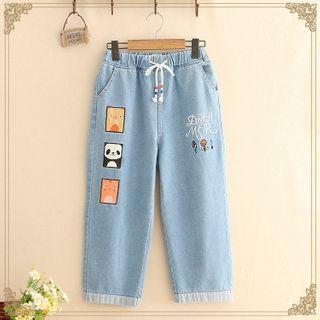 Animal Patch Drawstring Jeans