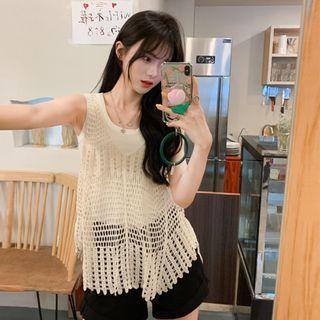 Pointelle Knit Tank Top Off-white - One Size