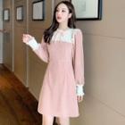 Long-sleeve Bow Panel Lace Dress