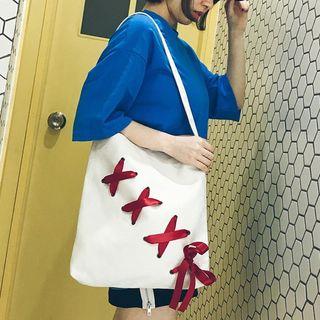 Lace-up Canvas Shopper Bag