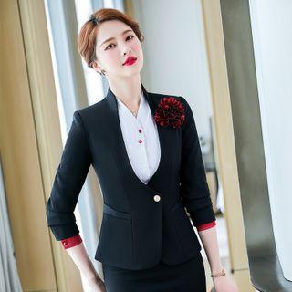 Plain Blazer / Dress Pants / Mini Pencil Skirt / Ribbon Shirt / Peplum Vest