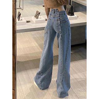 High Waist Wide Leg Jeans / Straight Leg Jeans / Belt / Set
