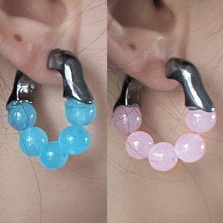 Faux Crystal Bead Alloy Hoop Earring