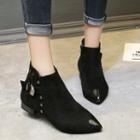 Pointy-toe Belted Ankle Boots