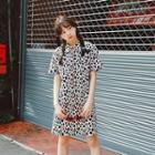 Leopard Print Short-sleeve Shirt Dress