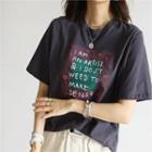 Letter Camouflage Print T-shirt