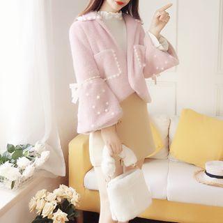Faux Pearl Fluffy Jacket
