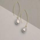 925 Sterling Silver Freshwater Pearl Dangle Earring 1 Pair - Gold + White - One Size