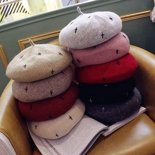 Cross Wool Blend Beret Hat