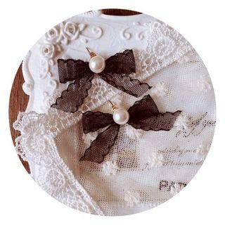 Pearl Lace Bow Earrings