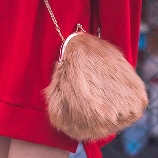 Kiss-lock Faux-fur Shoulder Bag