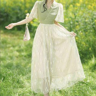 Traditional Chinese Short-sleeve Wrapped Dress
