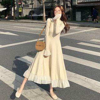 Flared-cuff Midi Knit Dress