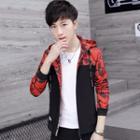 Camouflage Panel Letter Hooded Jacket