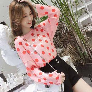 Long Sleeve Polka Dot Printed Top