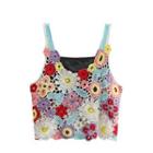 Floral Crochet Cropped Camisole Top Multicolor - One Size