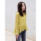 Round-neck Ruffle-detail Top