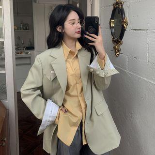 Plain Single-breasted Blazer / Shirt