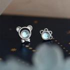 Bear Asymmetrical Sterling Silver Earring 1 Pair - Silver - One Size